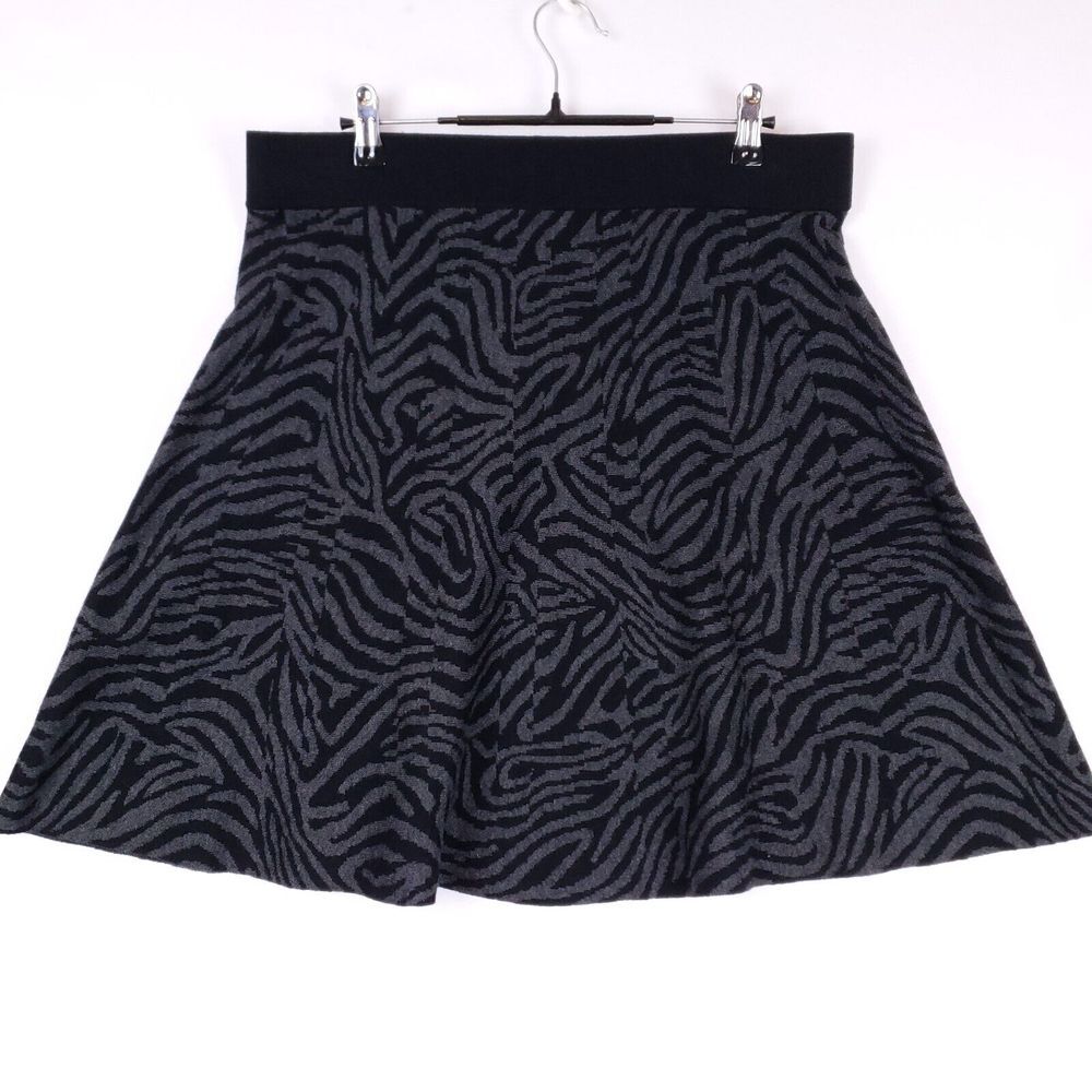 Alfani Petite A-Line Zebra Print Skirt P/L Black Gray Quiet Luxury Dark Academia